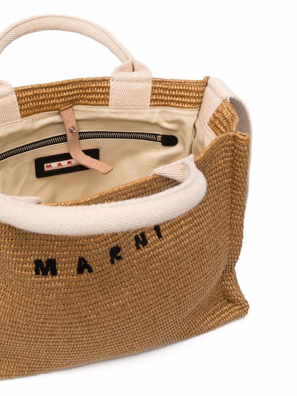 RAFFIA-EFFECT SMALL TOTE BAG