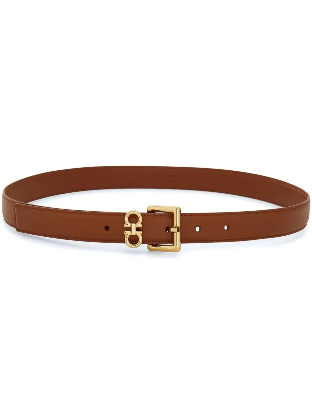 DOUBLE GANCINI SQUARE BUCKLE LEATHER BELT