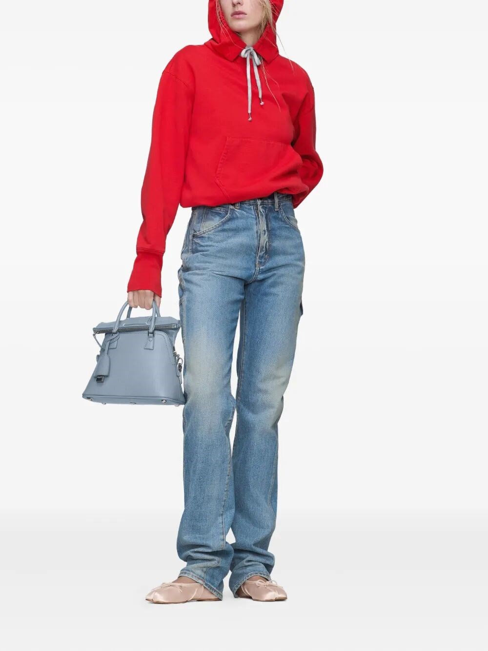 FADING-EFFECT DENIM STRAIGHT-LEG JEANS