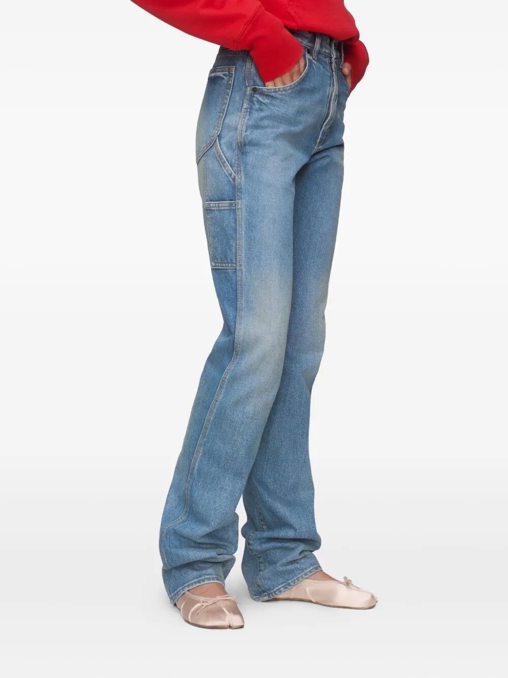 FADING-EFFECT DENIM STRAIGHT-LEG JEANS