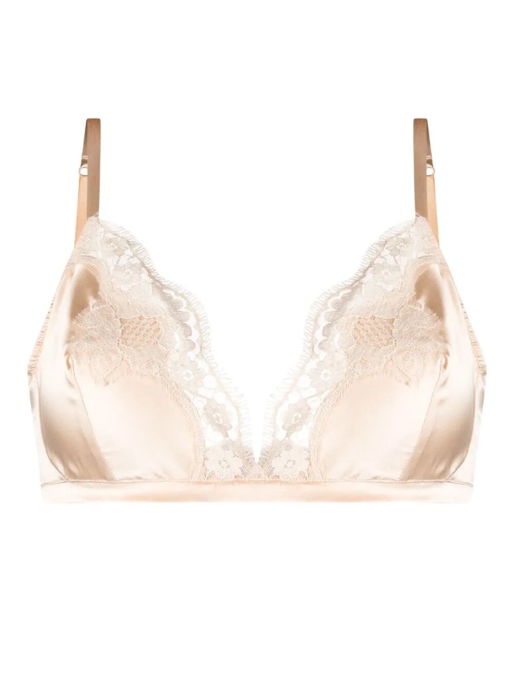 SOFT-CUP SATIN BRA WITH LACE DETAILING