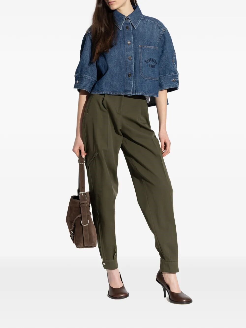 CROPPED COCOON SHIRT IN MEDIUM DENIM