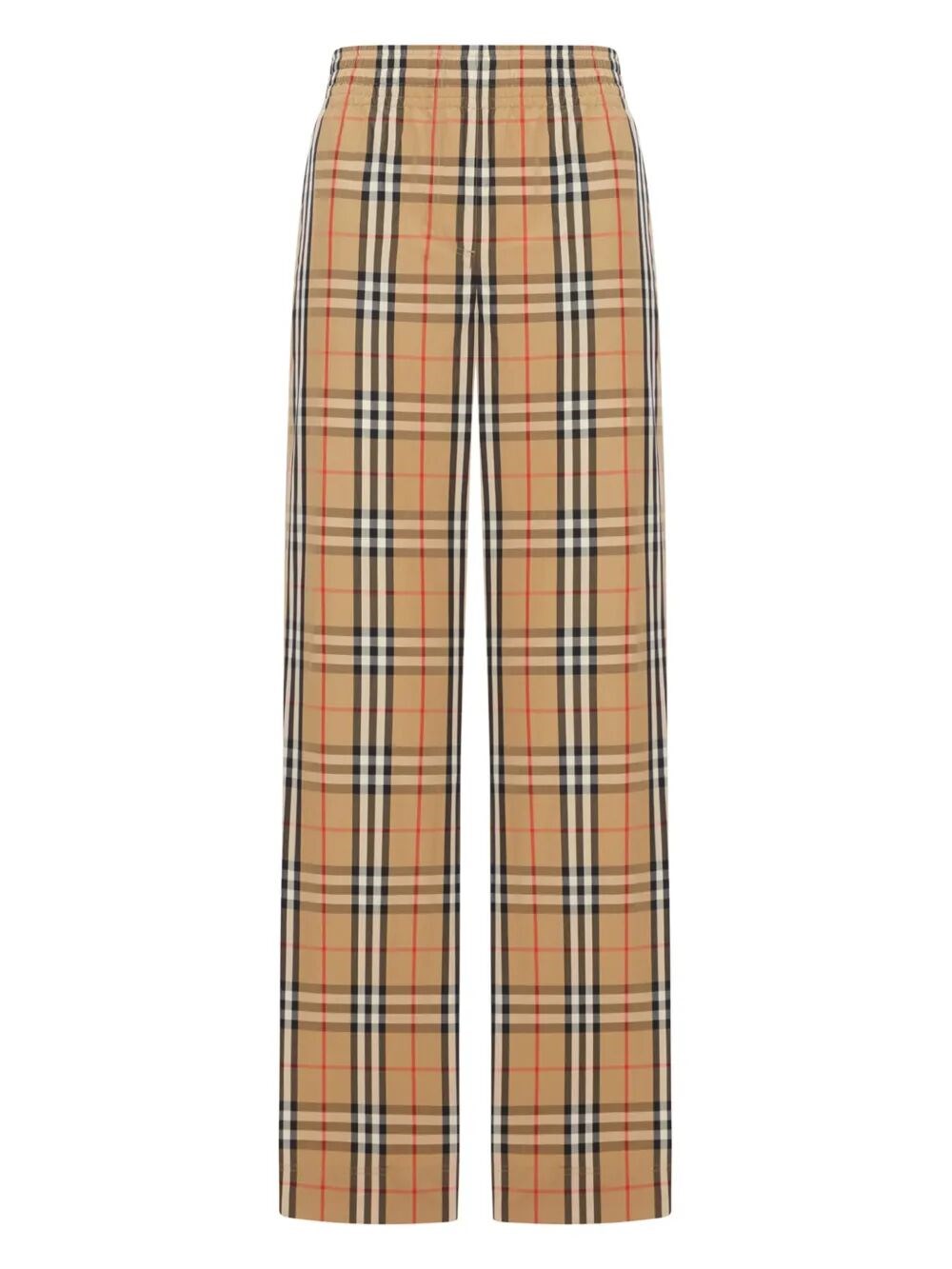 CHECK COTTON WIDE-LEG TROUSERS WITH CONTRASTING SIDE STRIPES