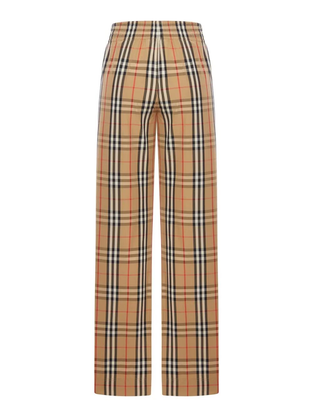 CHECK COTTON WIDE-LEG TROUSERS WITH CONTRASTING SIDE STRIPES