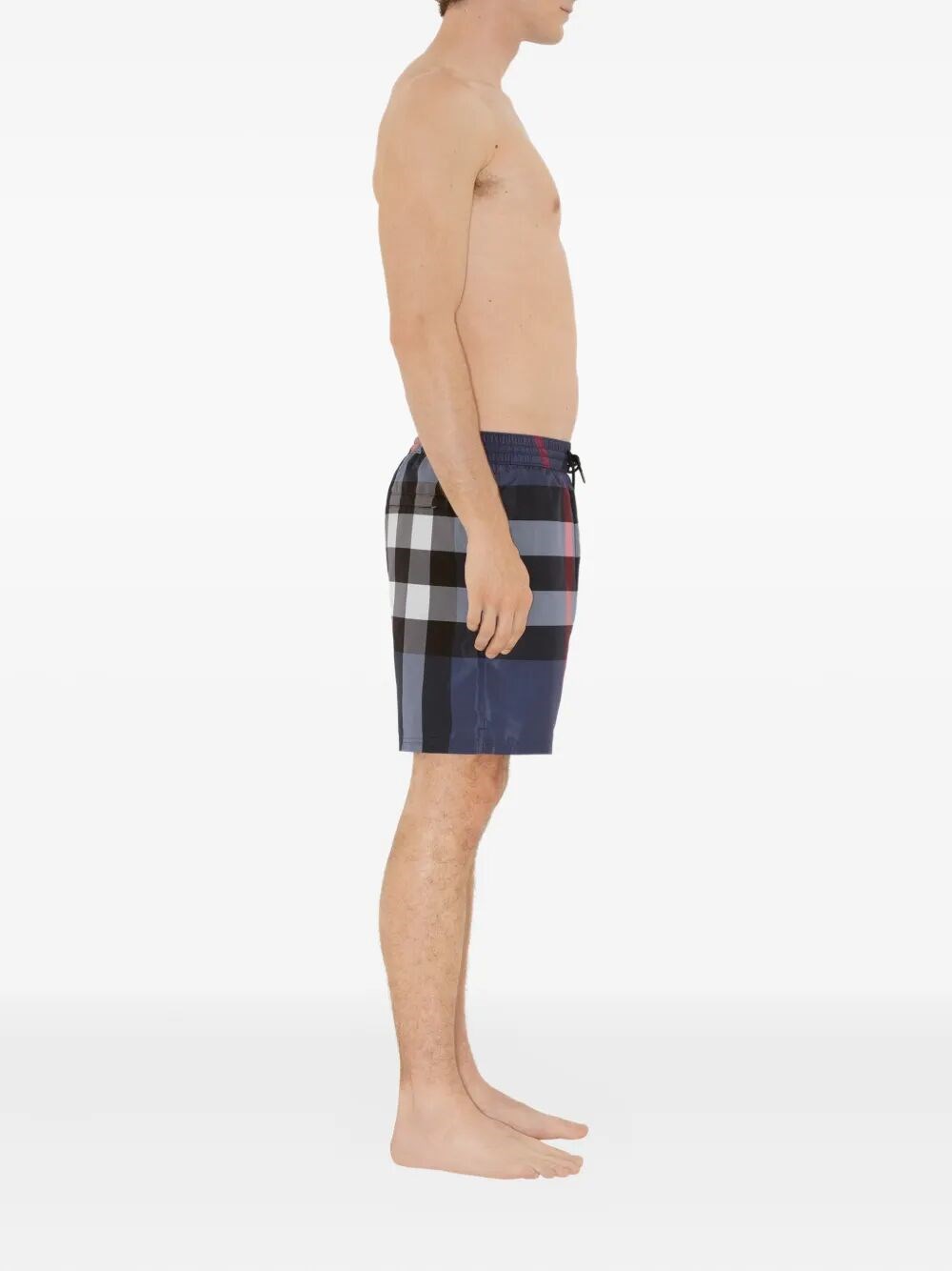 CHECK SWIM SHORTS WITH ELASTICATED DRAWCORD