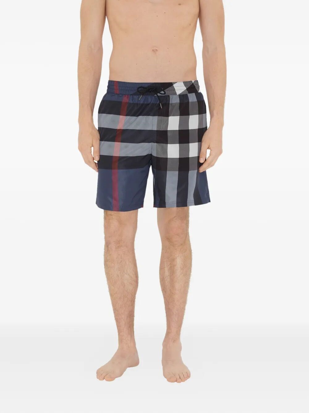 CHECK SWIM SHORTS WITH ELASTICATED DRAWCORD