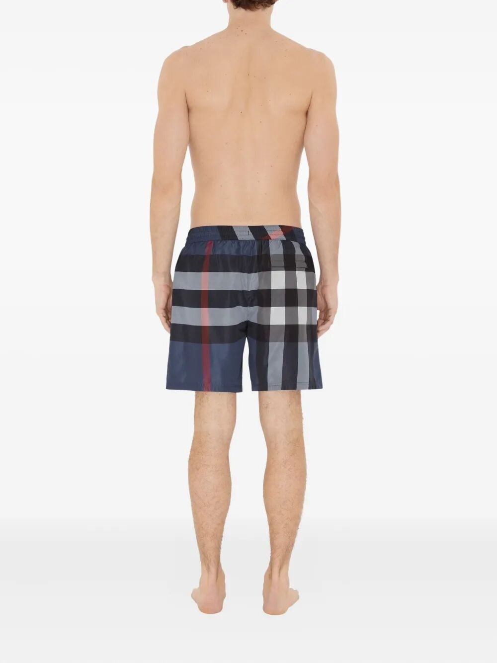 CHECK SWIM SHORTS WITH ELASTICATED DRAWCORD