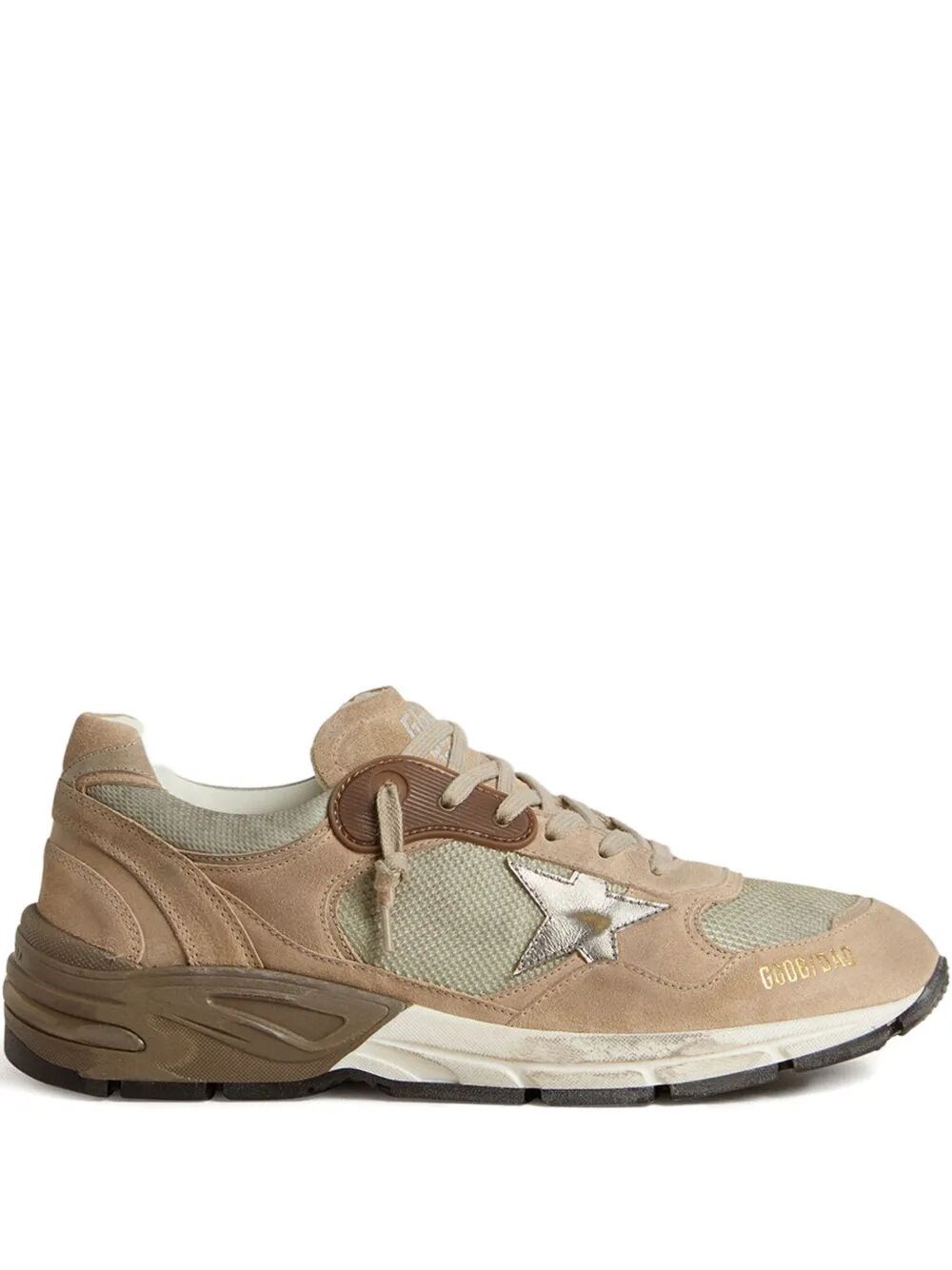 DAD-STAR SNEAKERS IN BEIGE MESH AND SUEDE WITH SILVER LEATHER STAR