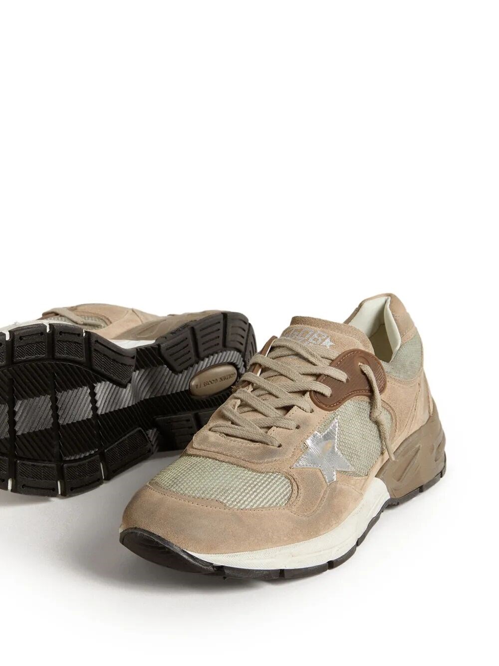 DAD-STAR SNEAKERS IN BEIGE MESH AND SUEDE WITH SILVER LEATHER STAR