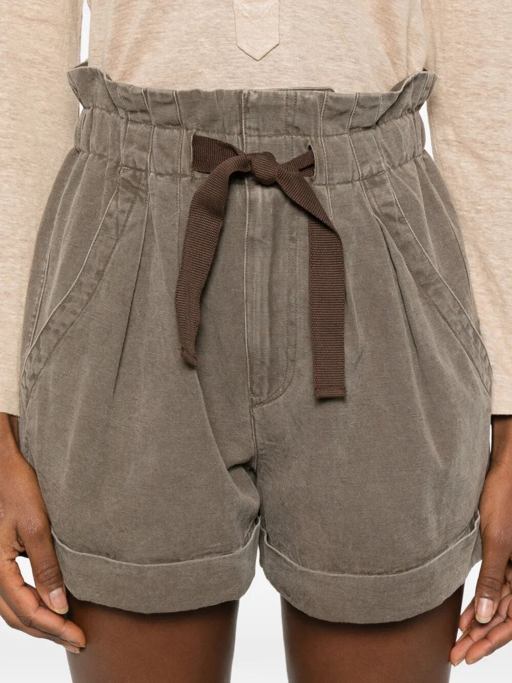 NIRMA COTTON AND LINEN CANVAS SHORTS