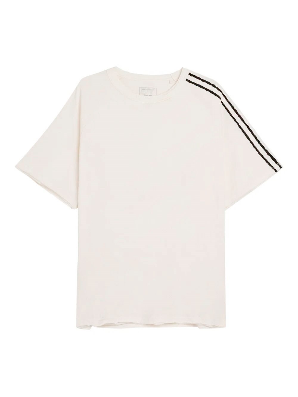 Y-3 RAW EDGE 3 STRIPES COTTON T-SHIRT
