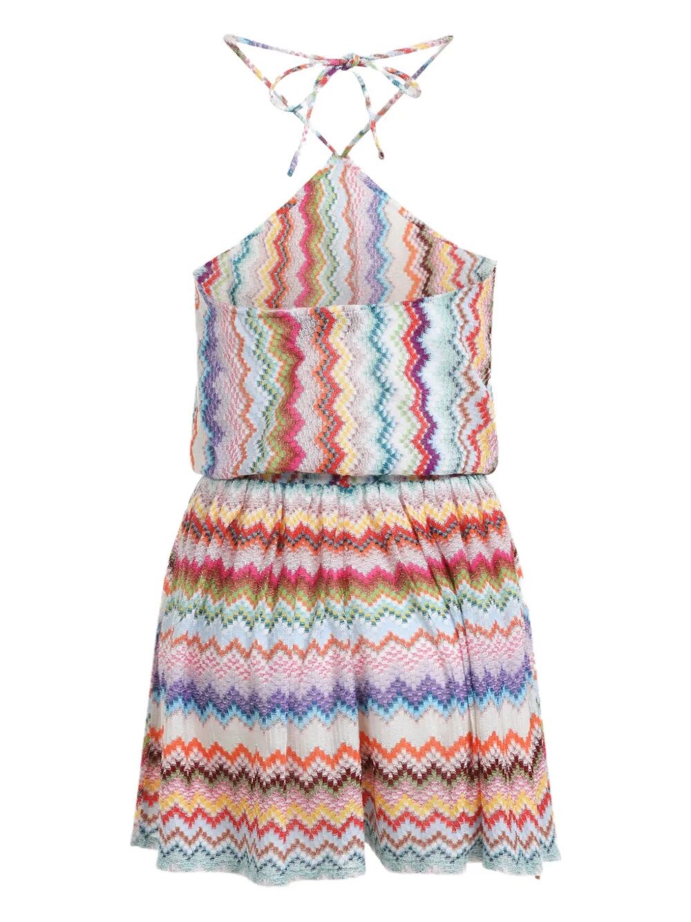 SHORT JUMPSUIT IN LAMÉ VISCOSE WITH PIXEL-EFFECT ZIGZAG PATTERN