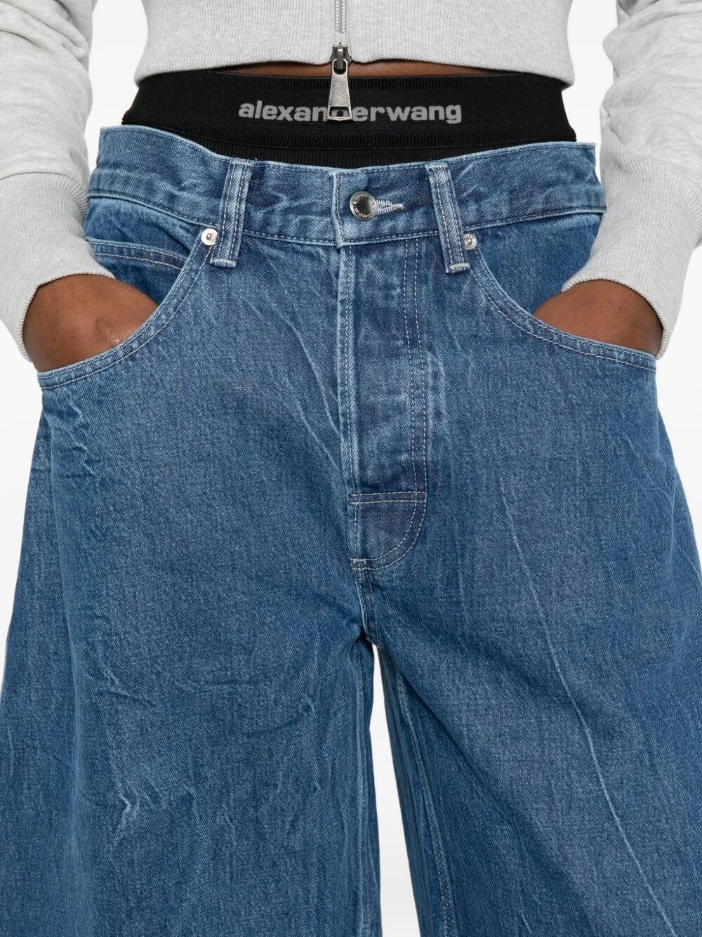 PRE-STYLED MID-RISE OVERSIZED JEANS