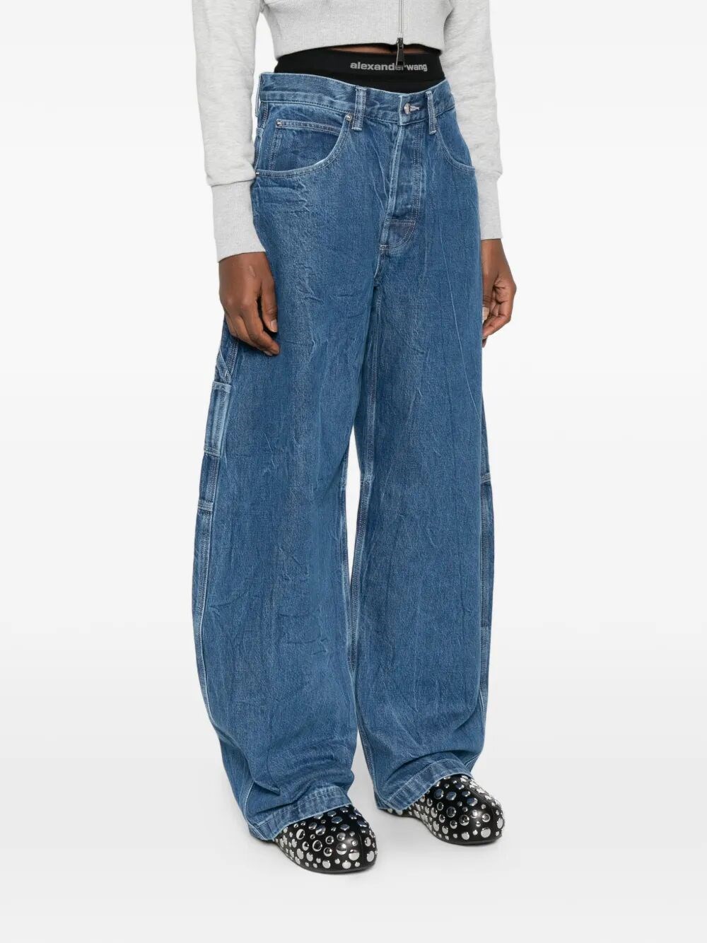 PRE-STYLED MID-RISE OVERSIZED JEANS