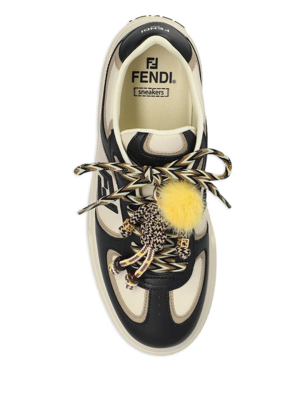 FENDI MATCH LEATHER PLATFORM SNEAKERS WITH CHARMS