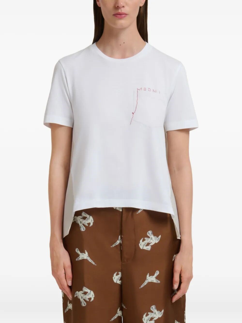 COTTON T-SHIRT WITH EMBROIDERED MARNI LOGO 