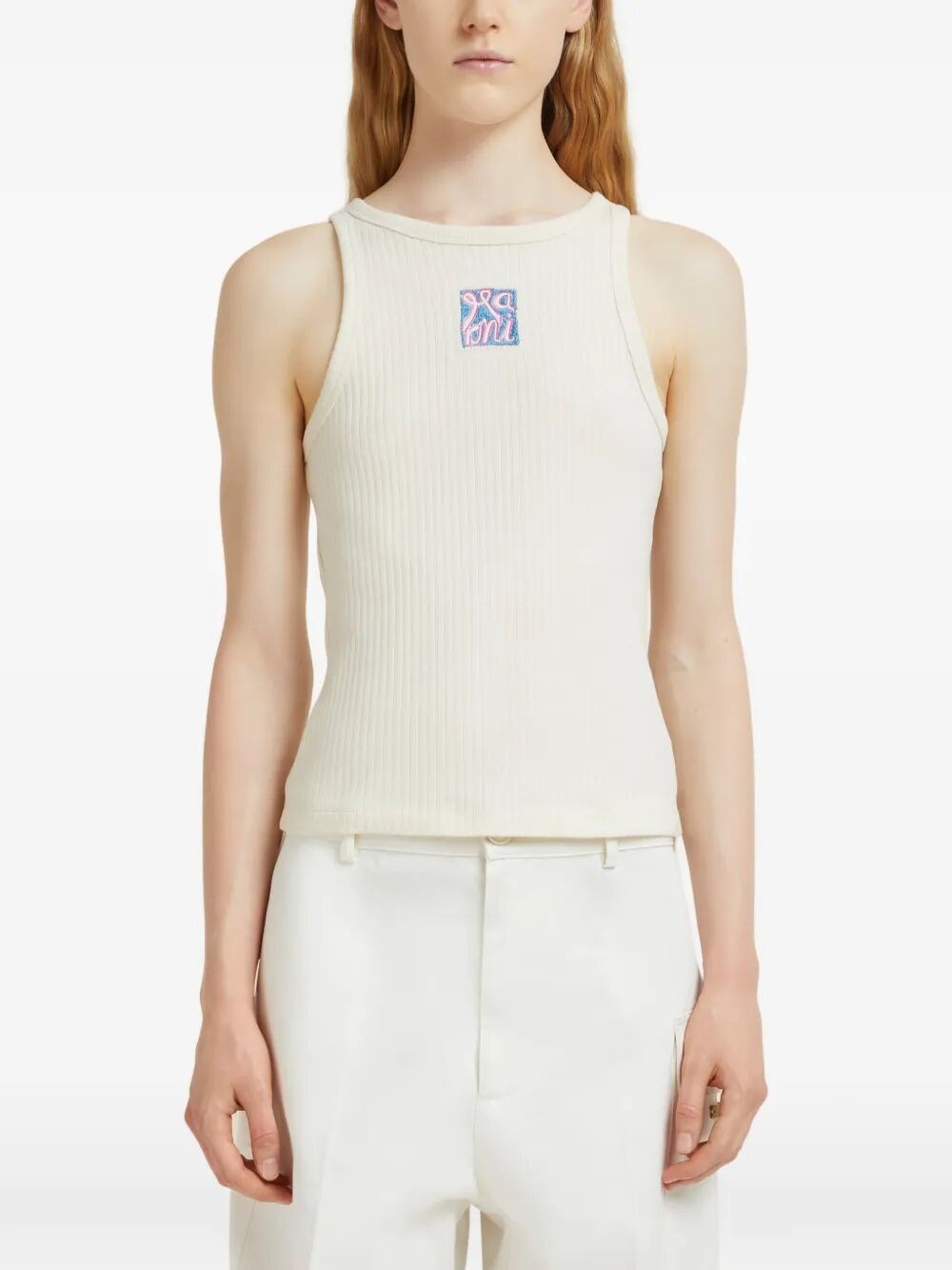 LOGO EMBROIDERED RIBBED TANK TOP
