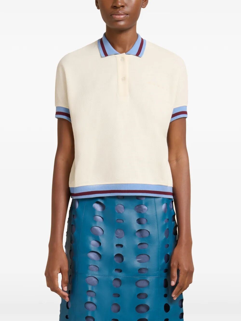 STRIPED DETAILS COTTON PIQUÉ POLO SHIRT