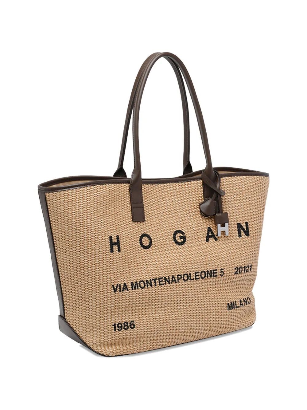 HOGAN ADDRESS MEDIUM RAFFIA SHOPPING BAG