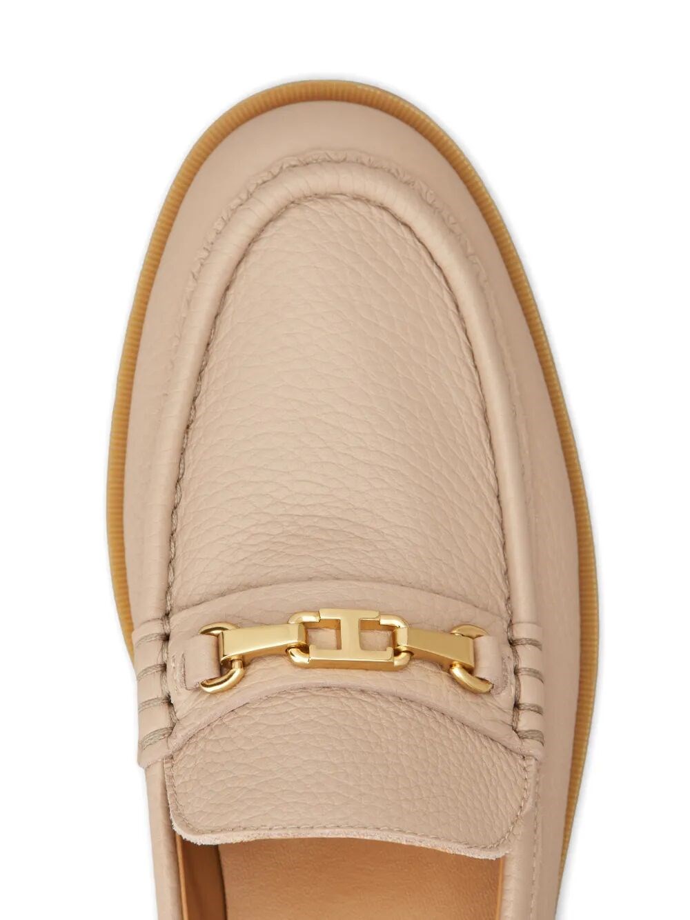 GOLD-TONE BUCKLE GRAINED LEATHER LOAFERS
