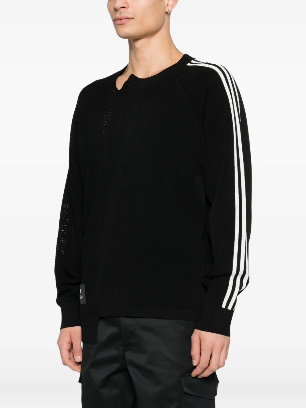 Y-3 LOGO PERFORATED KNIT SWEATER