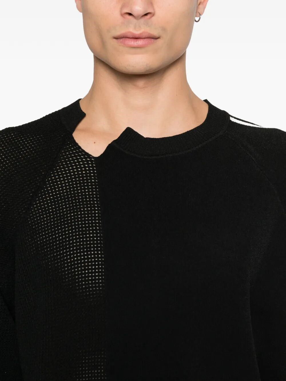 Y-3 LOGO PERFORATED KNIT SWEATER
