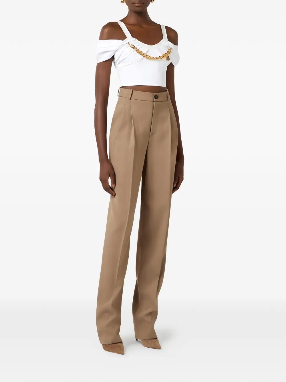DART-DETAIL GABARDINE TROUSERS