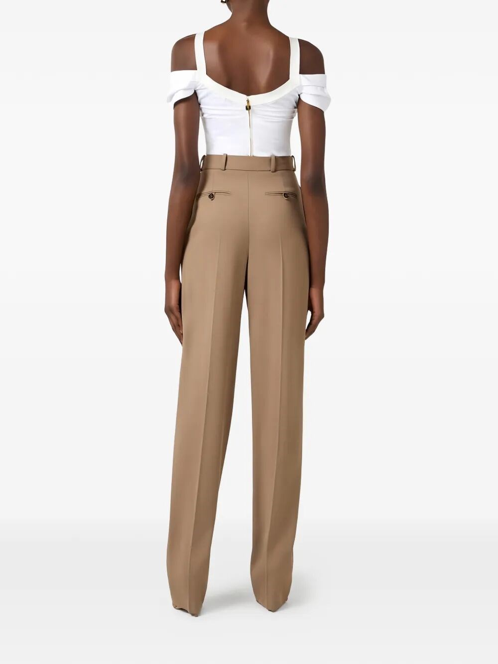 DART-DETAIL GABARDINE TROUSERS