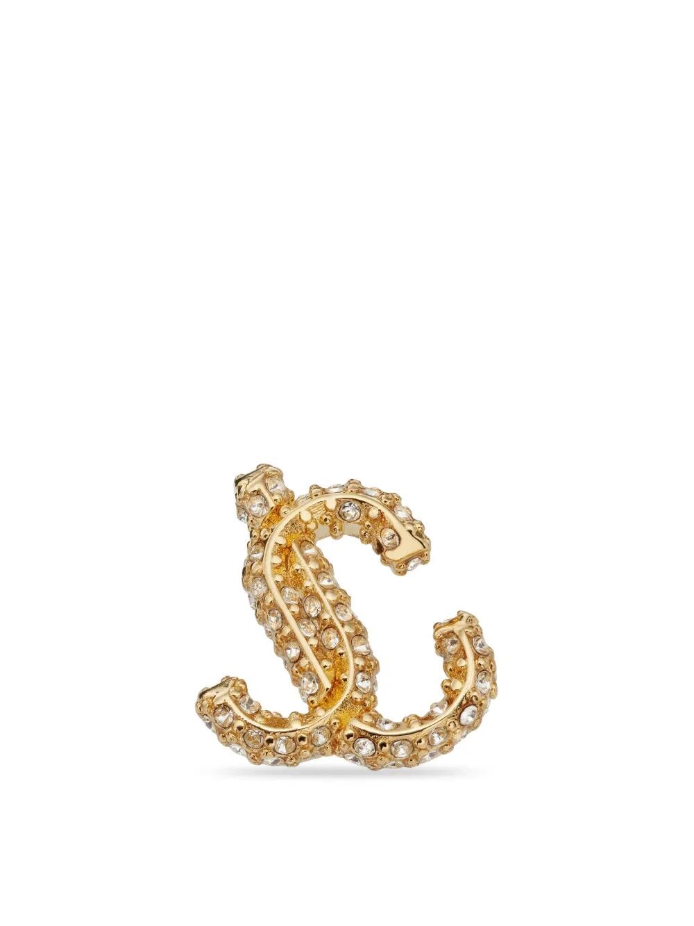 GOLD-FINISH METAL JC STUD EARRINGS WITH SWAROVSKI CRYSTALS