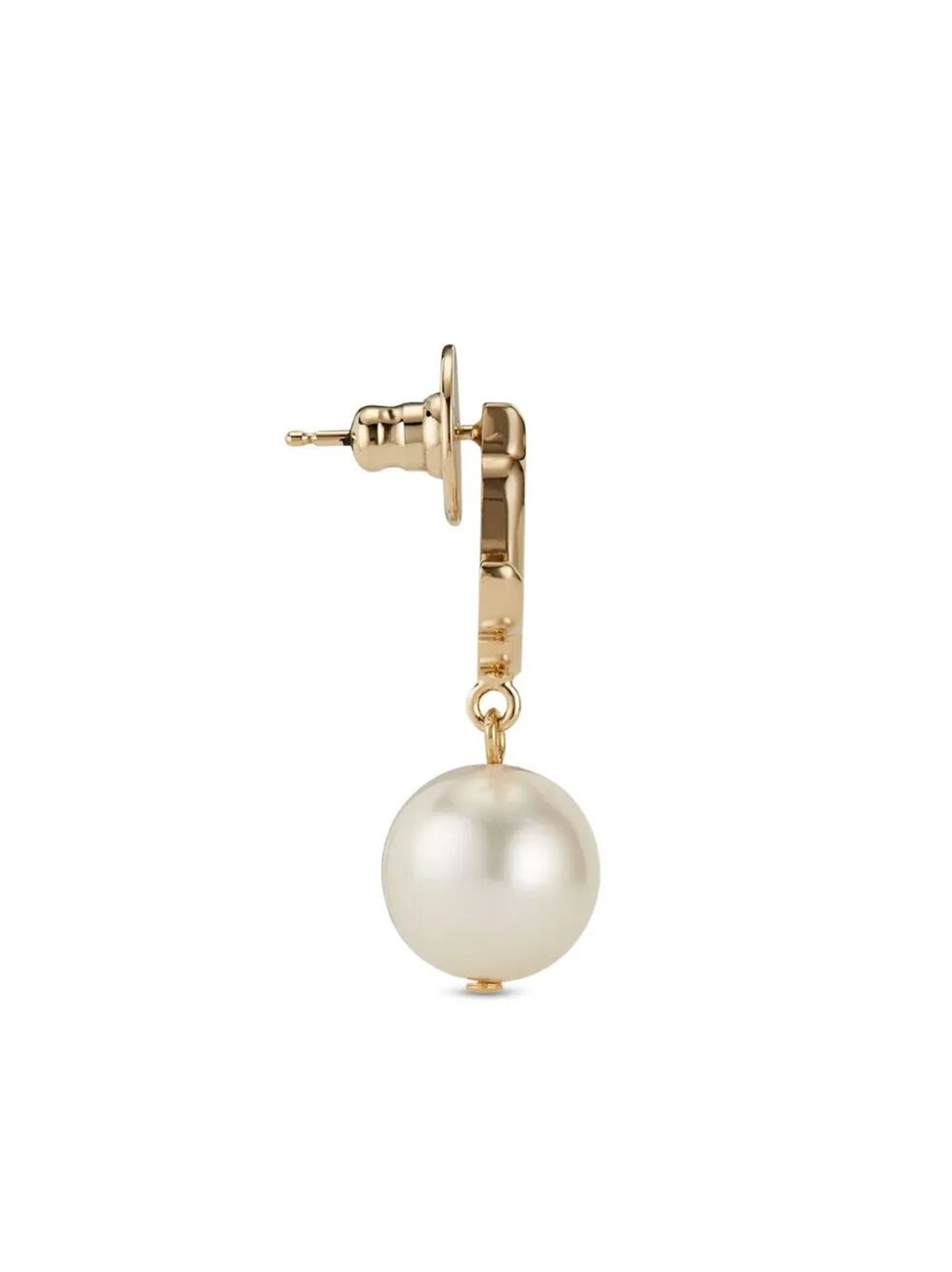 GOLD-FINISH METAL JC PEARL STUD EARRINGS