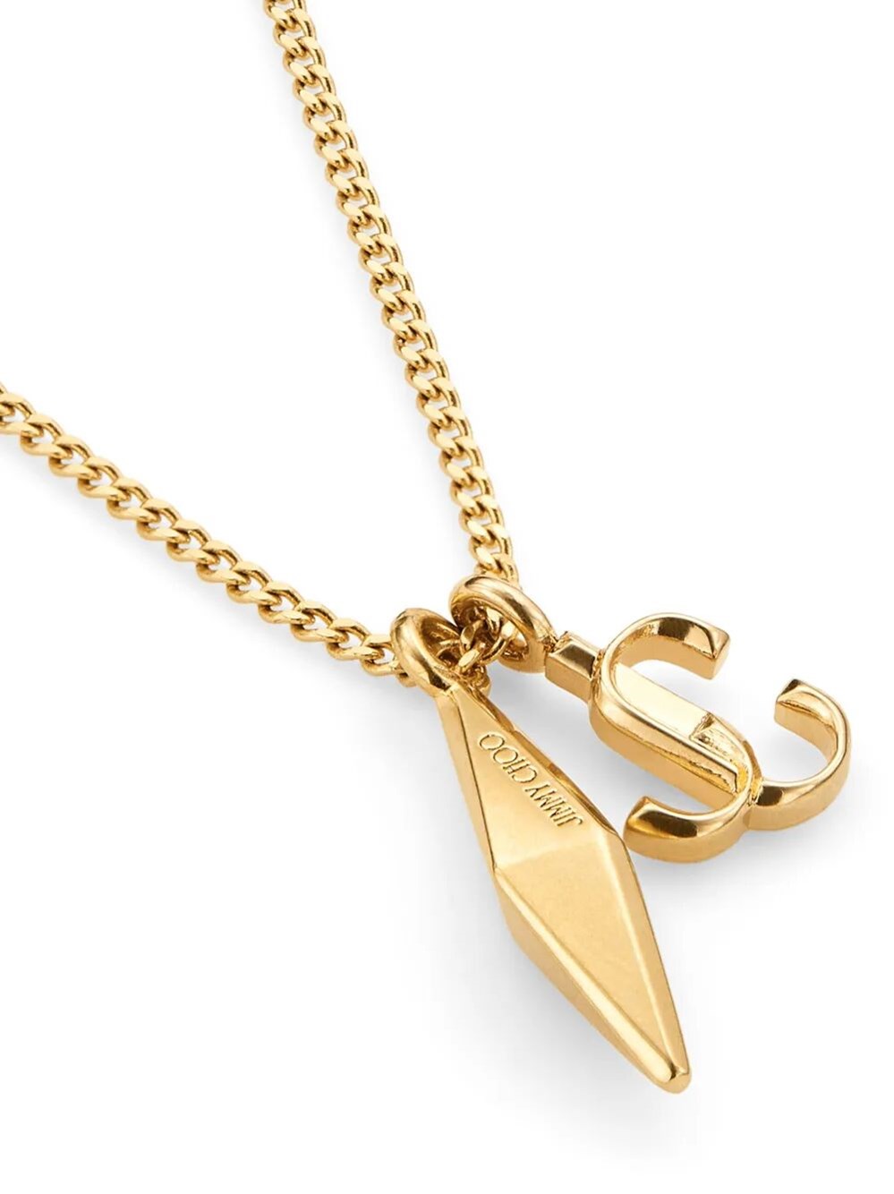 GOLD METAL DIAMOND JC PENDANT NECKLACE
