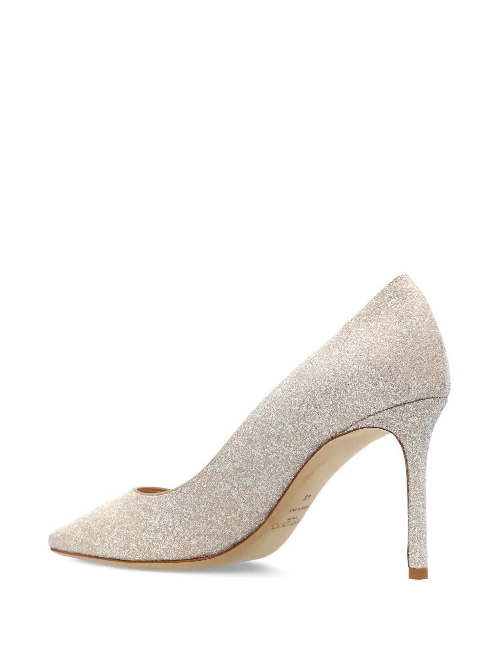 ROMY 85 CHAMPAGNE COARSE GLITTER FABRIC PUMPS