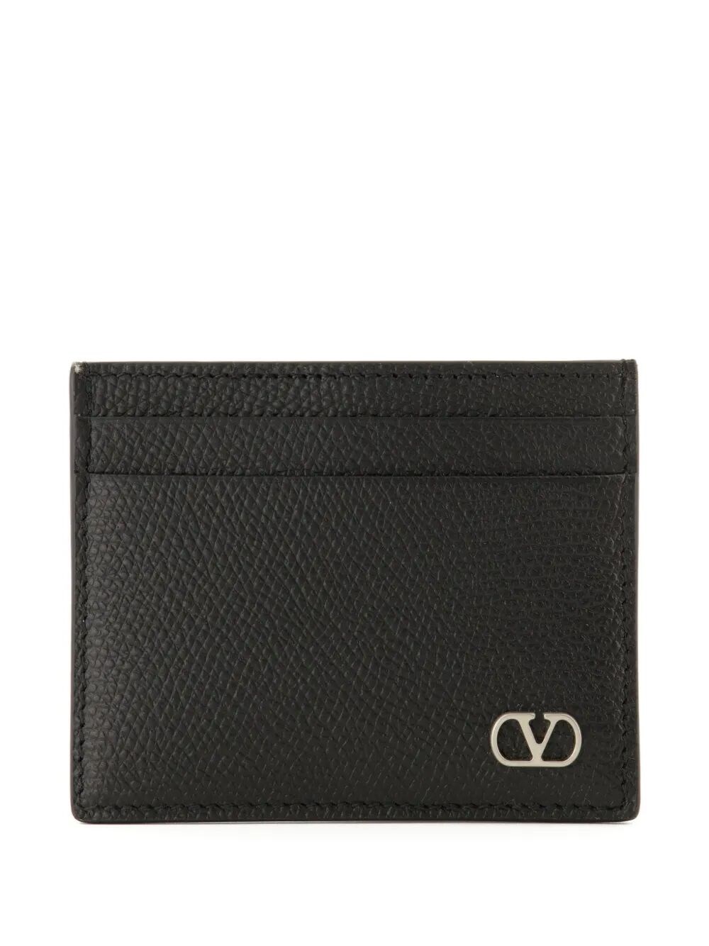 Valentino Garavani Men's Black Cardholder Vlogo Signature In Garnet Calf Leather