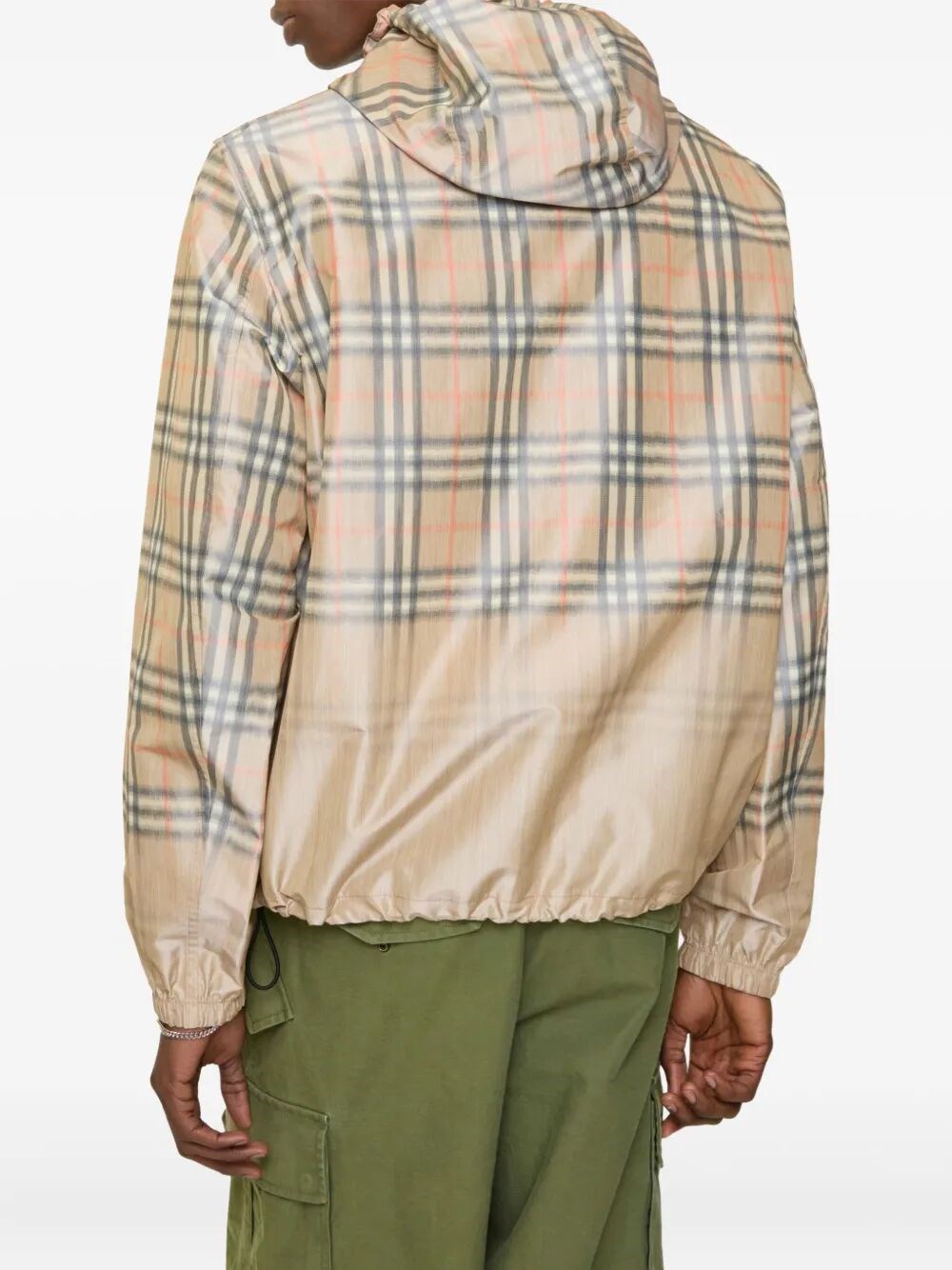 GRADIENT CHECK HOODED JACKET