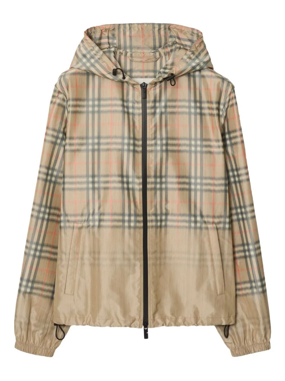 GRADIENT CHECK HOODED JACKET