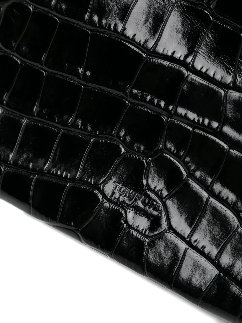 CROCODILE-EFFECT LEATHER CLUTCH