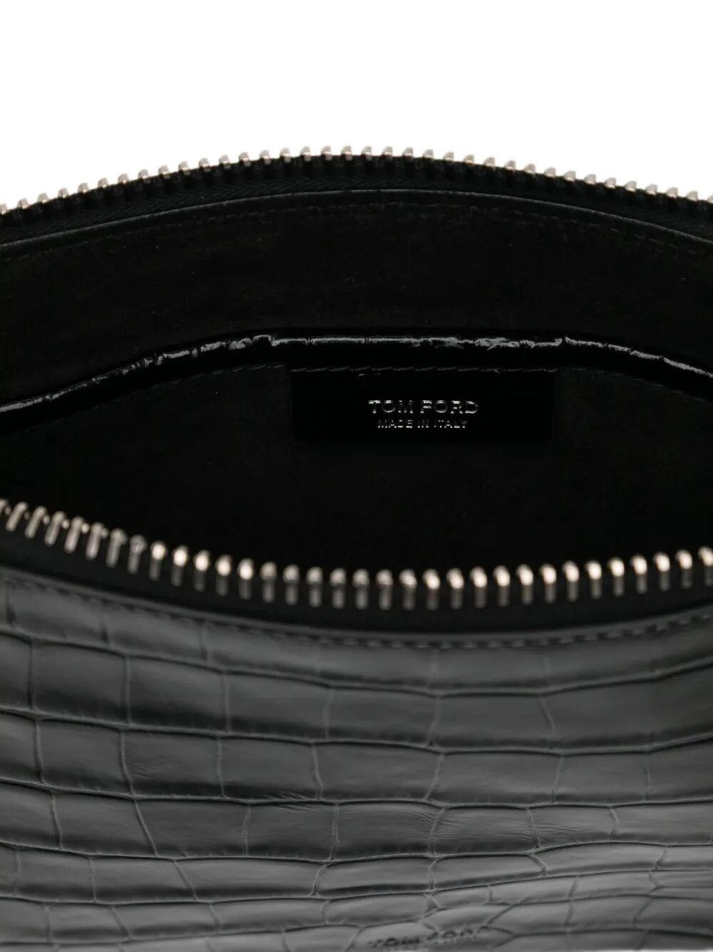 CROCODILE-EFFECT LEATHER CLUTCH