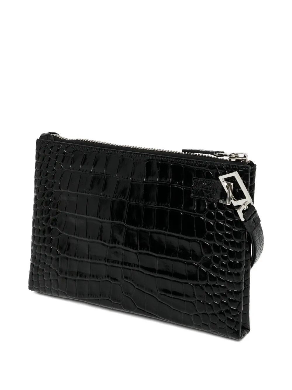 CROCODILE-EFFECT LEATHER CLUTCH