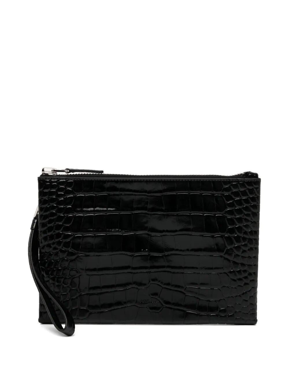 CROCODILE-EFFECT LEATHER CLUTCH