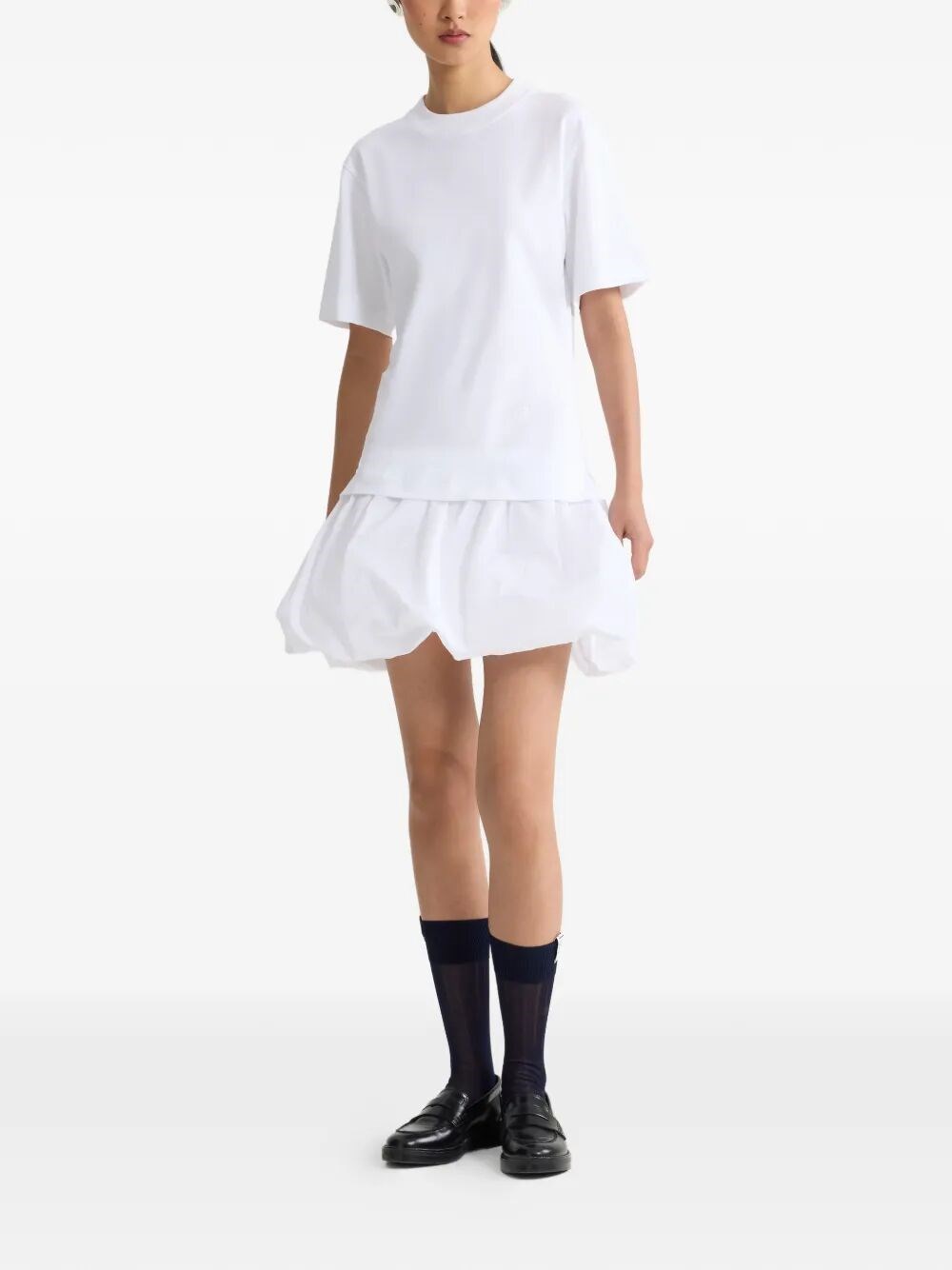 SHORT-SLEEVED MIX FAILLE T-SHIRT DRESS