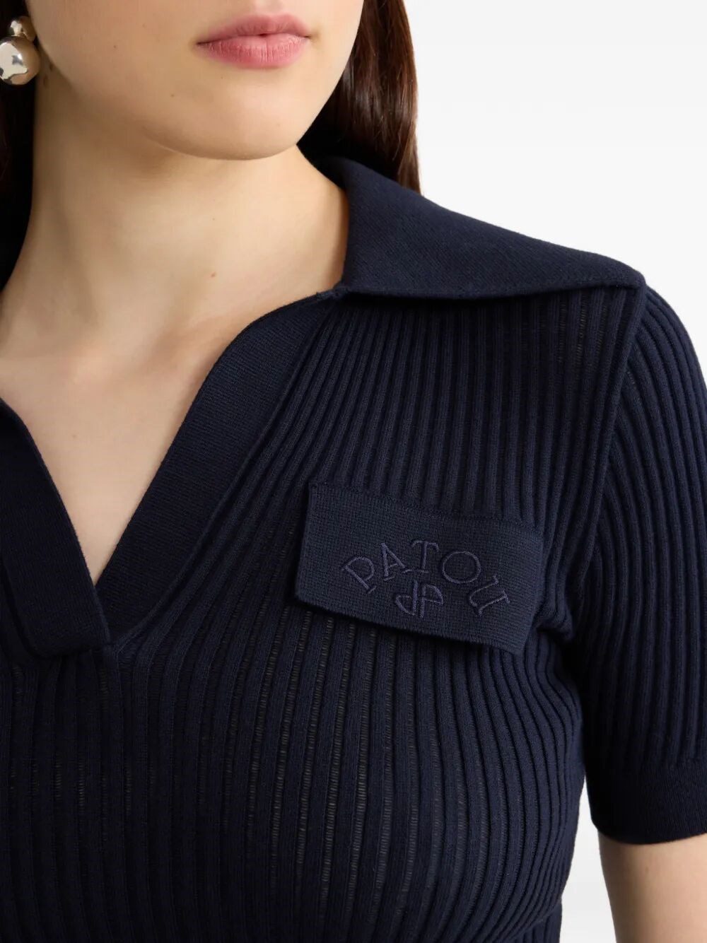 EMBROIDERED KNITTED COTTON POLO SHIRT