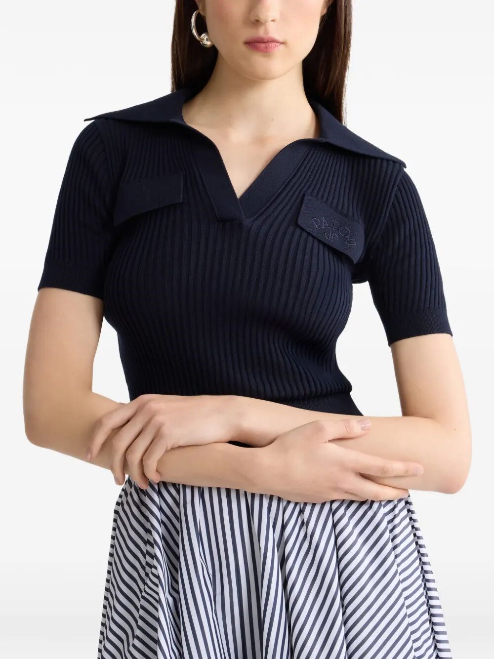 EMBROIDERED KNITTED COTTON POLO SHIRT