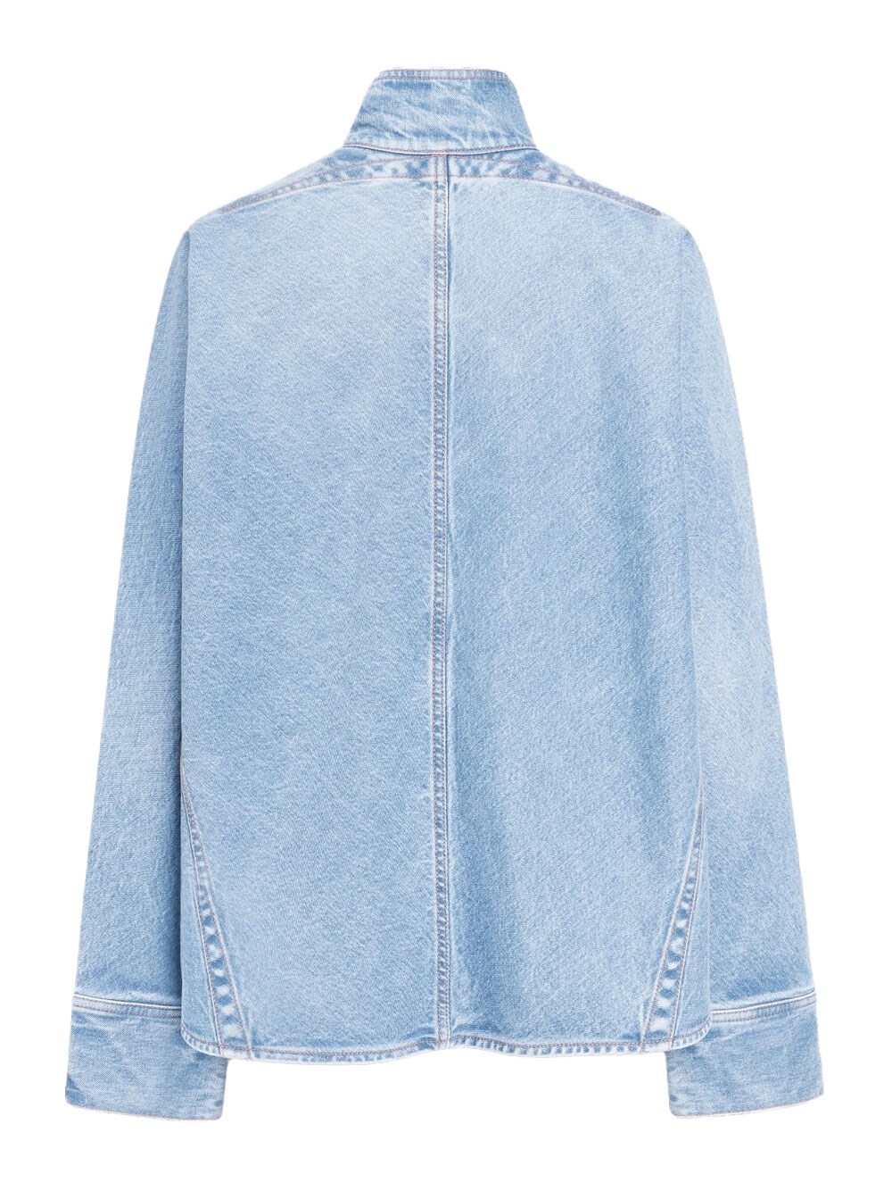 FADED BLUE DENIM SHIRT WITH ZIP
