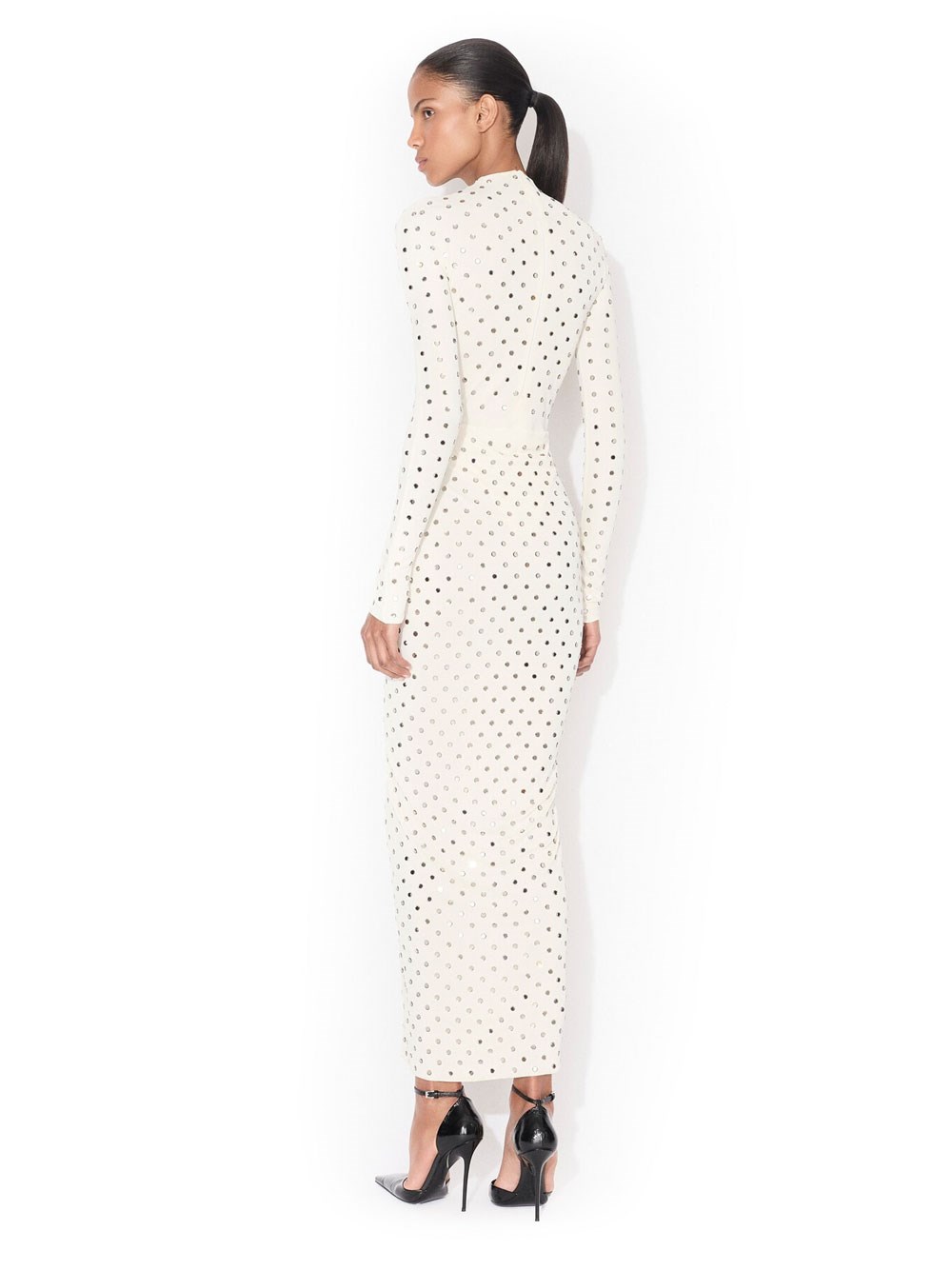DRAPED FLUID STRASS JERSEY DRESS
