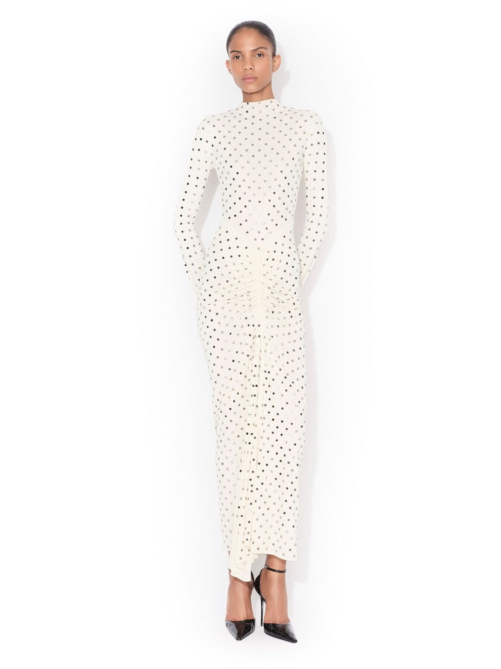 DRAPED FLUID STRASS JERSEY DRESS
