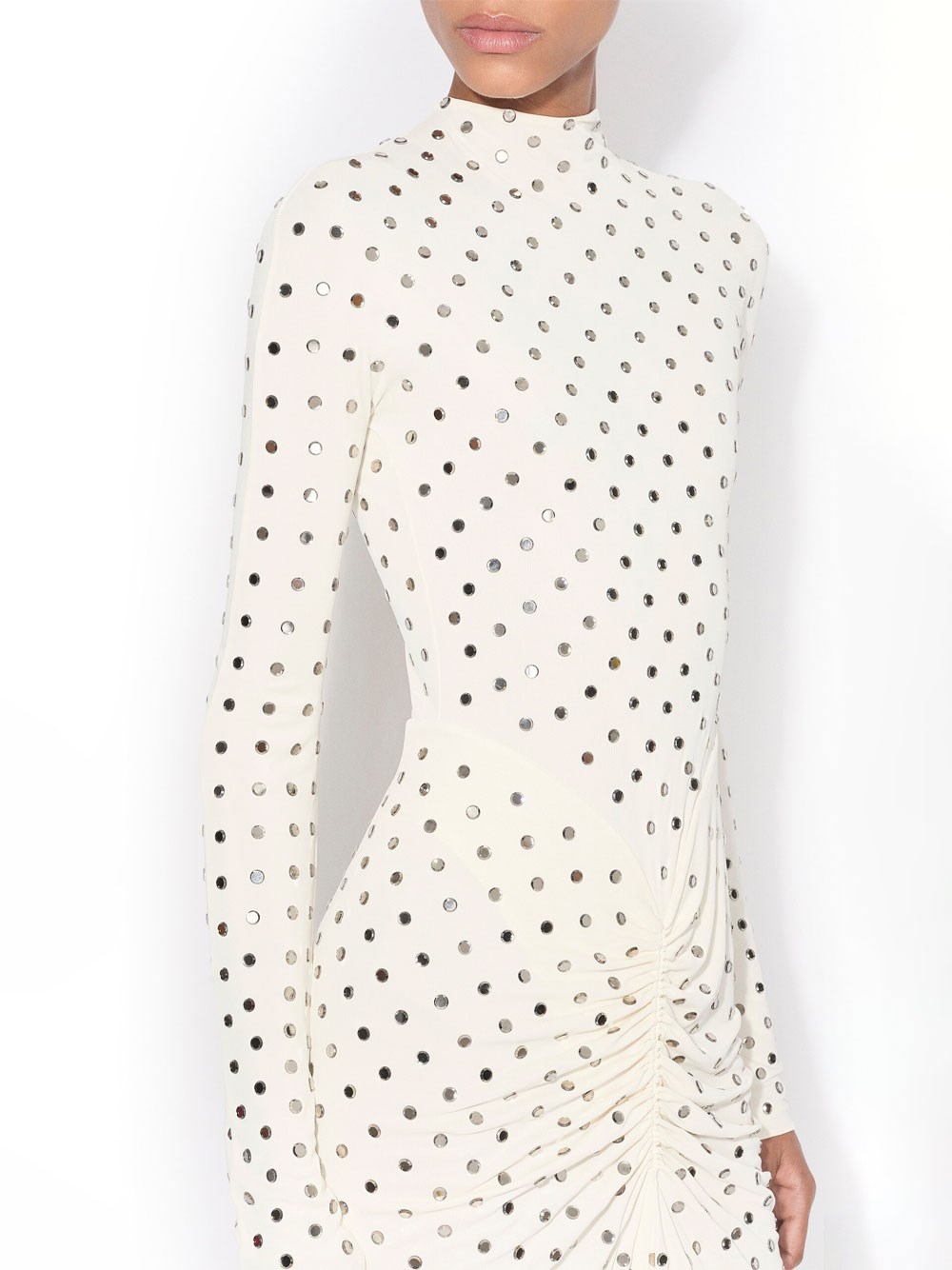 DRAPED FLUID STRASS JERSEY DRESS