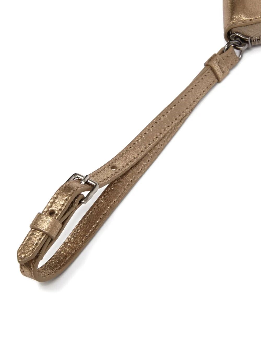 BIG HALFMOON METALLIC LEATHER POUCH