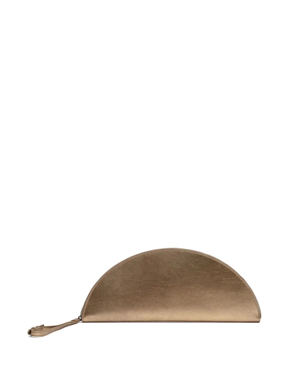 BIG HALFMOON METALLIC LEATHER POUCH