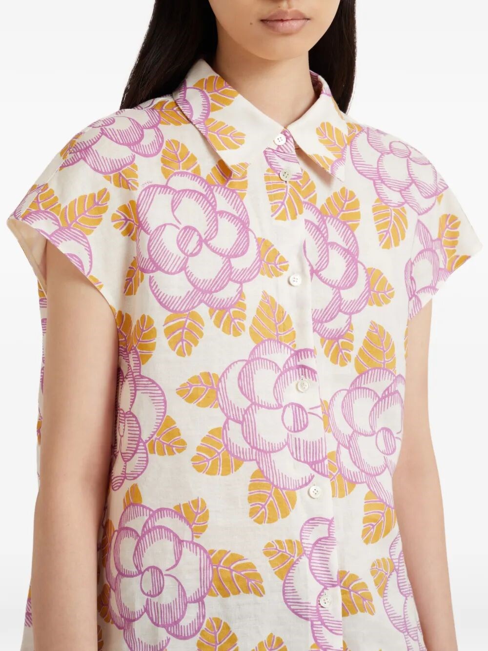 FLORAL CAP-SLEEVED SHIRT