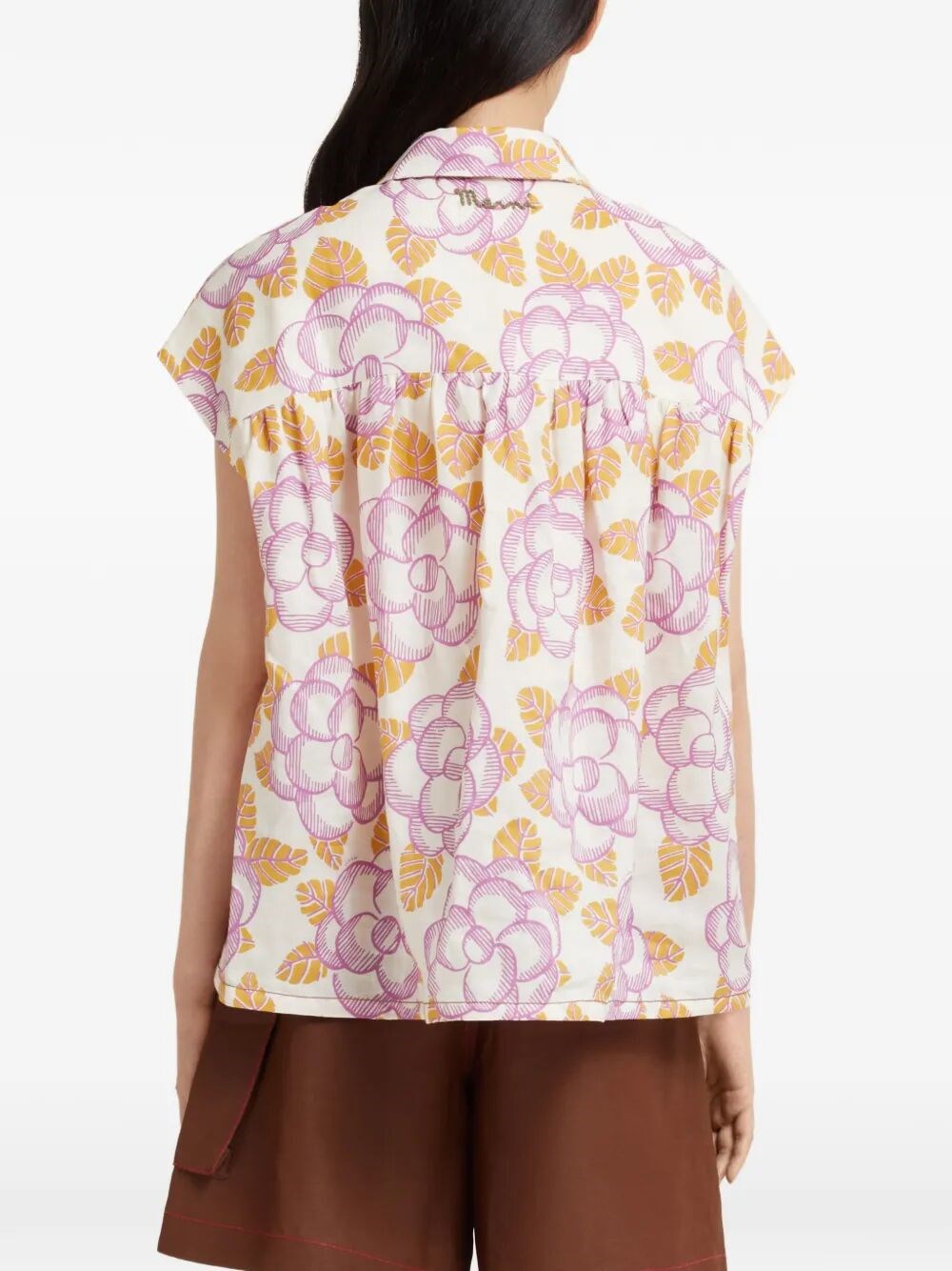 FLORAL CAP-SLEEVED SHIRT